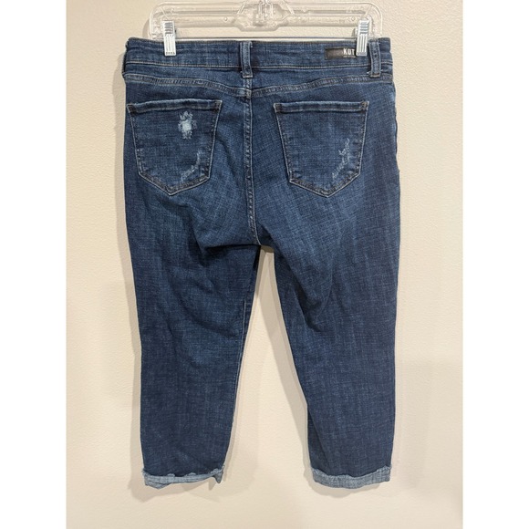 Kut From The Kloth Amy Straight Jeans Women's Size 10 Blue Denim Cuffed Cropped - Picture 2 of 10